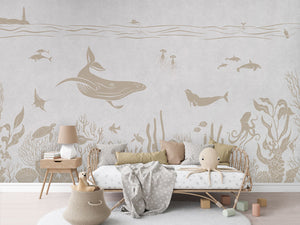 MONOCHROME SEA WHITE VINTAGE - Mural - Rotan couch
