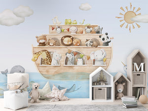 Noah’s Journey – letër murale me arkën e Noes dhe kafshë, House cabinets