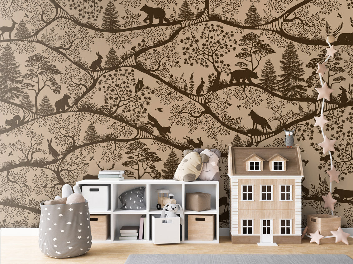 Nordic Nature – Beige Brown, letër murale me kafshë pylli – House