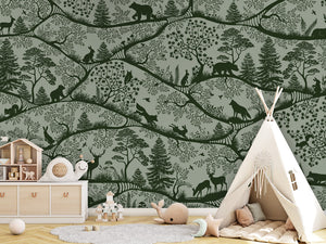 Nordic Nature – Green Green, letër murale me kafshë pylli – Tipi