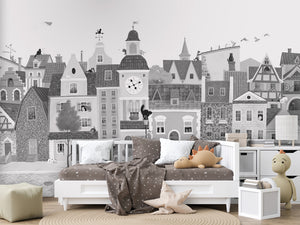Village Cats Black & White në ambient me divan