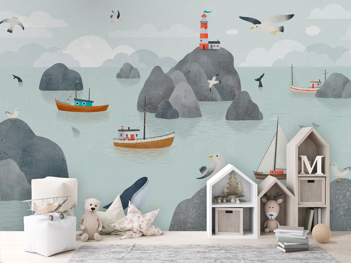 Seaside Story, letër murale në ambient – House cabinets
