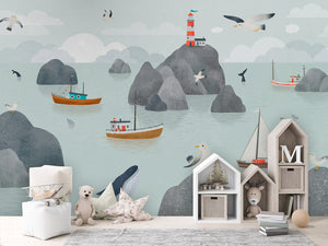 Seaside Story, letër murale në ambient – House cabinets