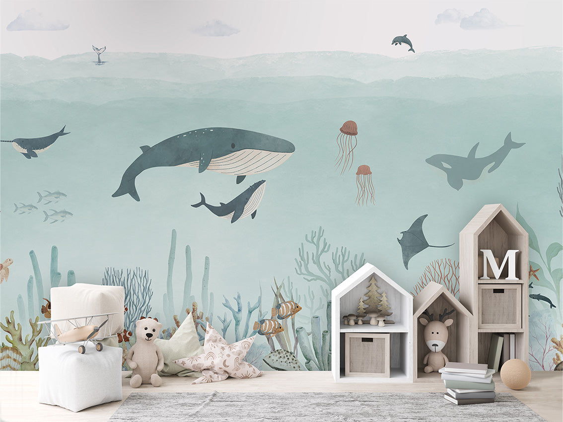 Sensational Sea – Blue, letër murale në ambient – House cabinets