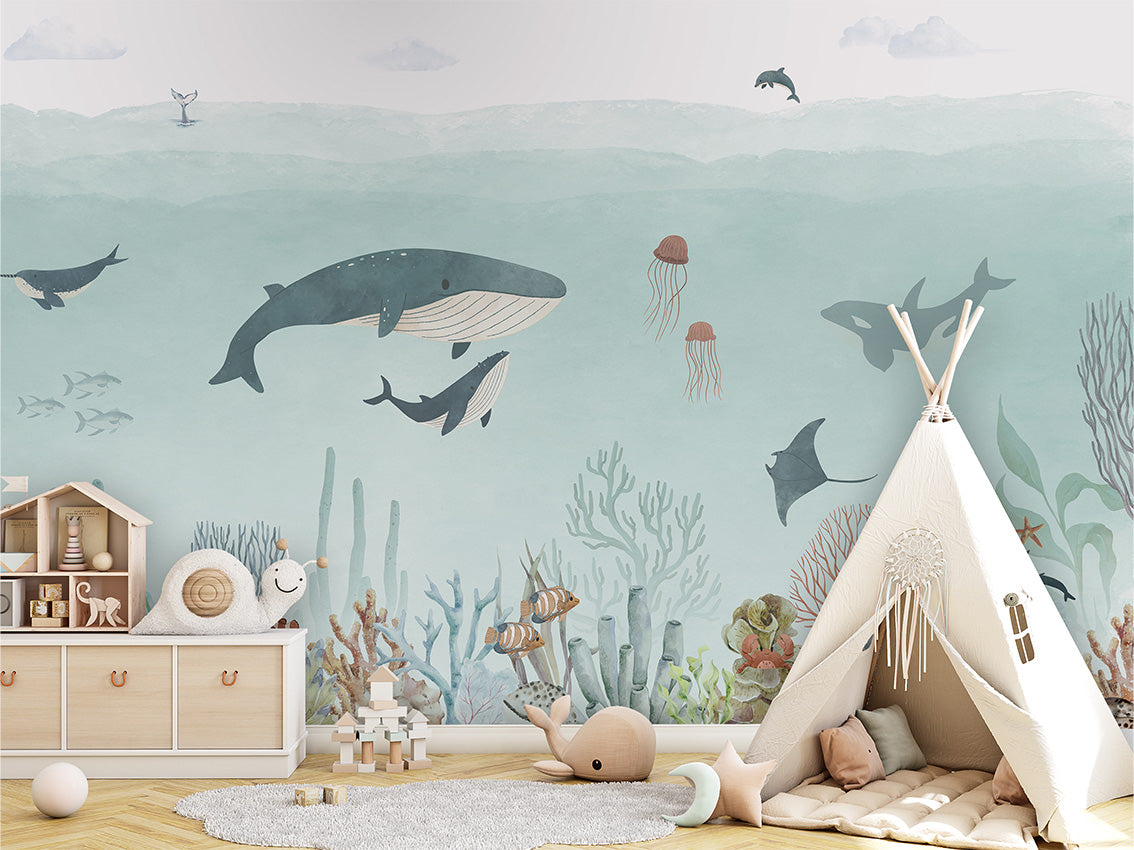 Sensational Sea – Blue, letër murale në ambient – Tipi