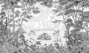Sleepy Bear - Black letër murale Kikki Belle me arinj dhe kafshë pylli.