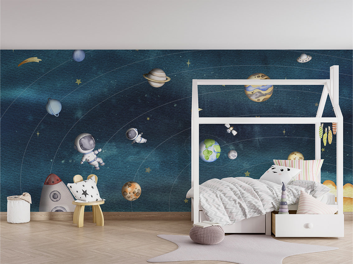 Space Joy – Dark, letër murale në ambient – House bed