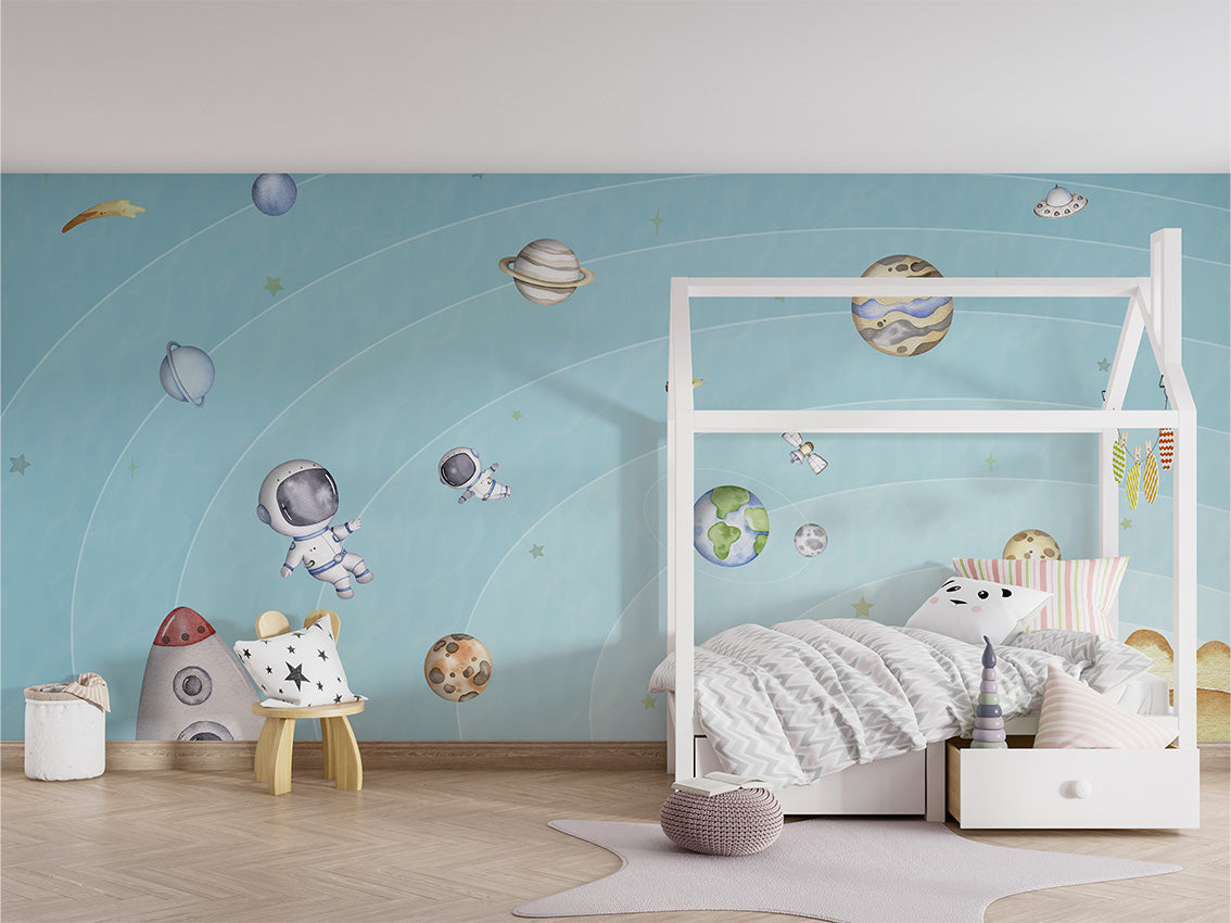 Space Joy – Light, letër murale në ambient – House bed