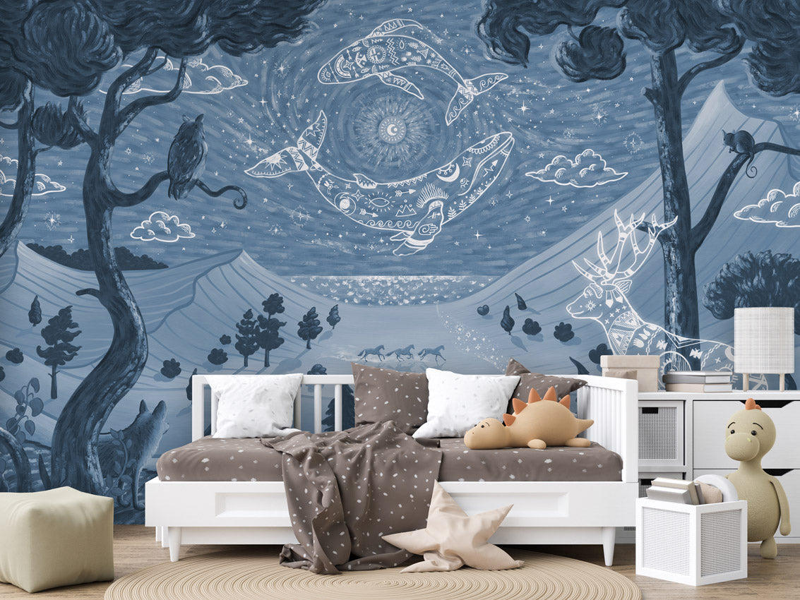 Spirit Night – Blue, letër murale në ambient – Couch