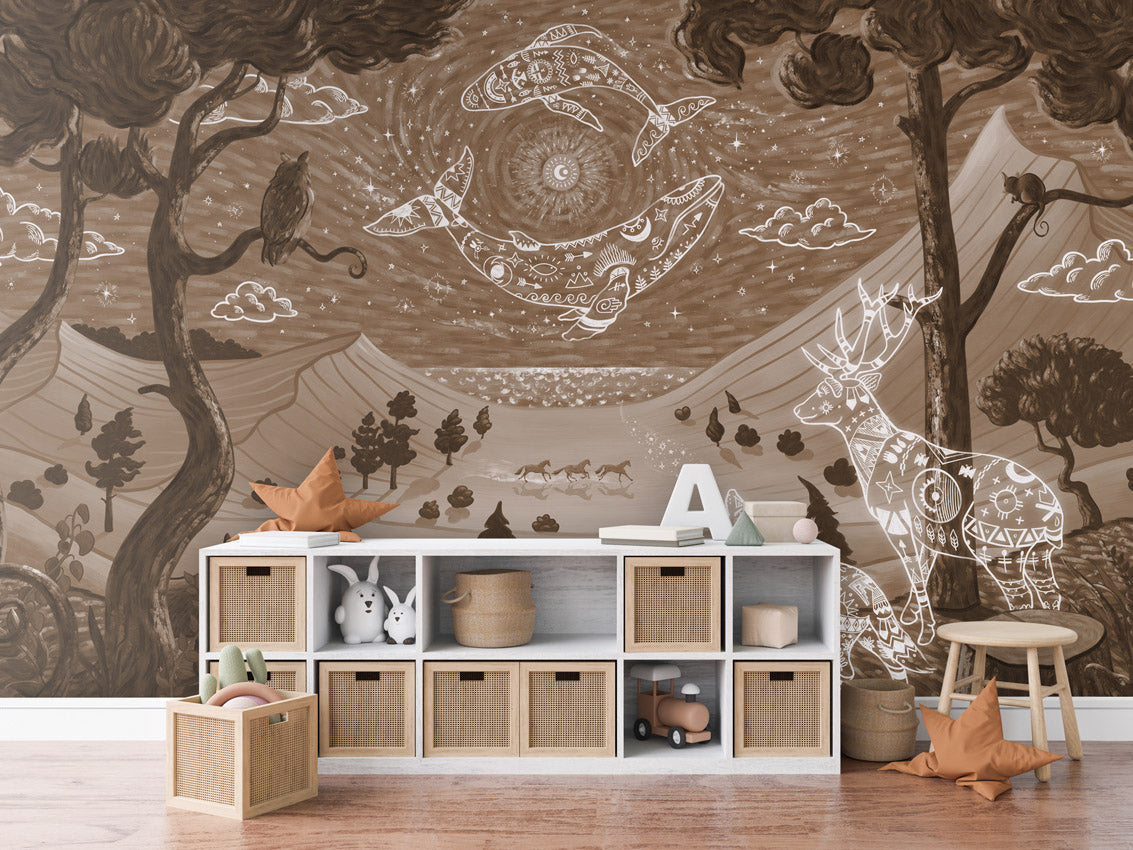 Spirit Night – Brown, letër murale në ambient – Dressoir
