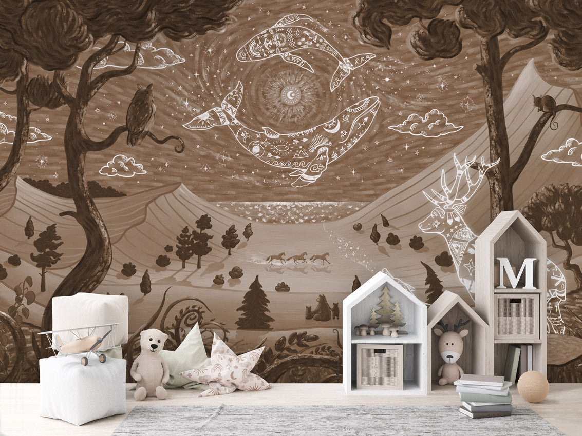 Spirit Night – Brown, letër murale në ambient – House cabinets