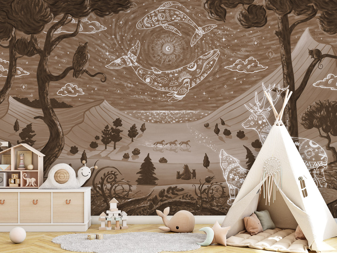 Spirit Night – Brown, letër murale në ambient – Tipi