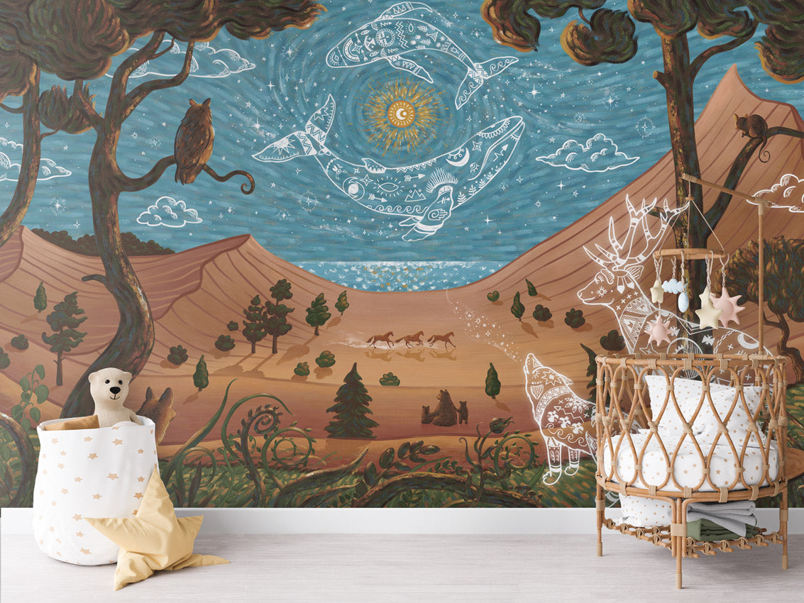 Spirit Night, letër murale në ambient – Crib rotan