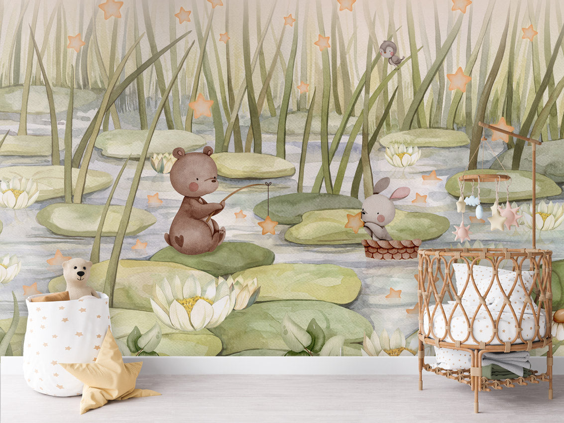 Starry Pond, letër murale në ambient – Crib rotan