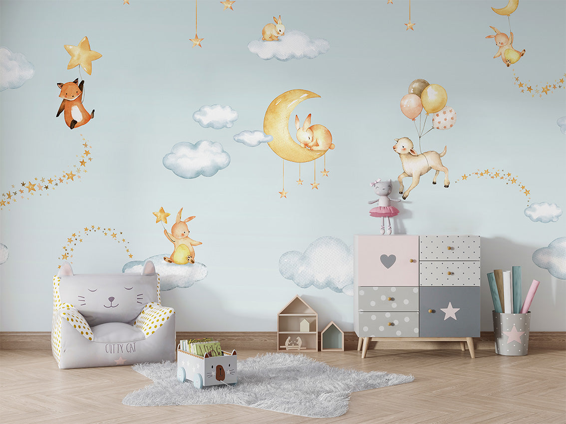 Sweet Dreams – Blue, letër murale në ambient – Chair and cabinet
