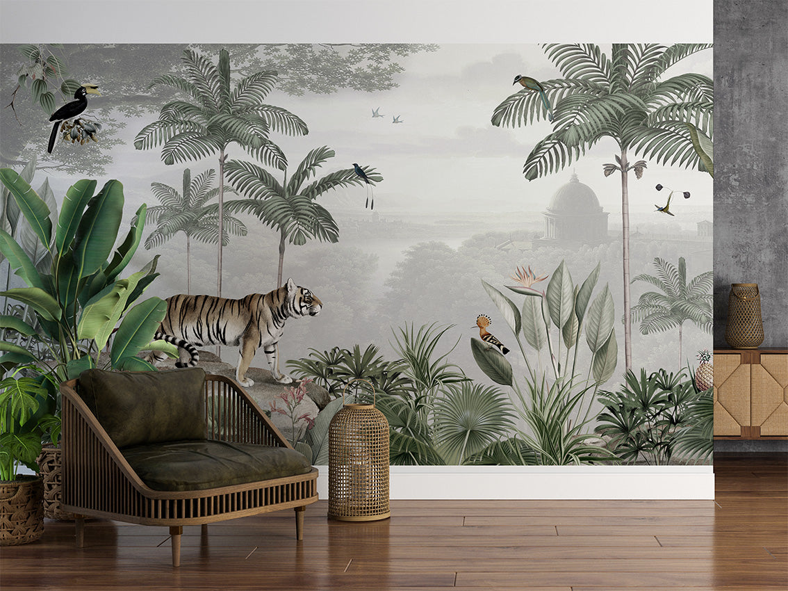 Tropical Tiger, letër murale në ambient – Living room 1