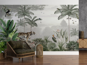 Tropical Tiger, letër murale në ambient – Living room 1