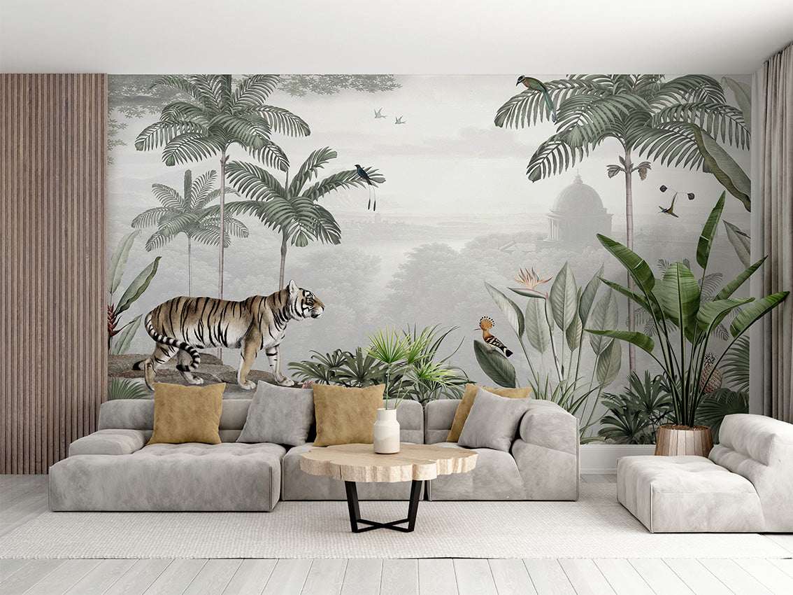 Tropical Tiger, letër murale në ambient – Living room 2
