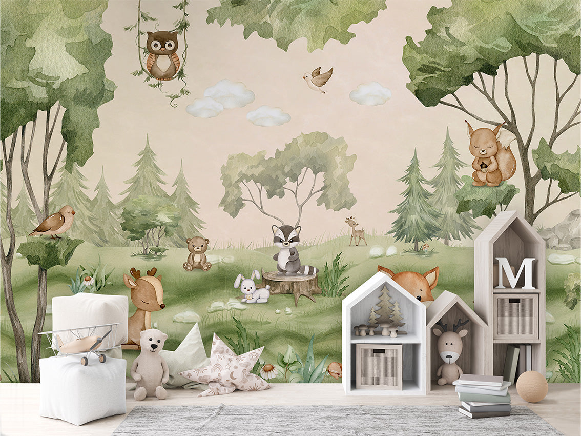 Woodland Joy, letër murale në ambient – House cabinets